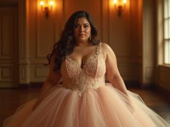 The Secret Style Trick Behind Every Stunning Plus Size Quince Dress Plus size quince dress with full tulle skirt and corset bodice