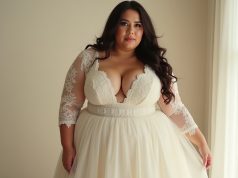 The Soft Romance of Modest Plus Size Wedding Dresses for Curvy Brides Plus size bride wearing a modest lace wedding dress