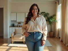 From Coffee Runs to Dinner Dates: Effortless Plus Size Outfit Ideas You’ll Love Plus size woman in chic casual outfit at home