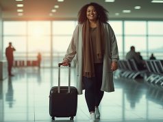From Airport to Adventure: Real Curvy Girl Travel Hacks You’ll Love Curvy woman smiling with suitcase at airport