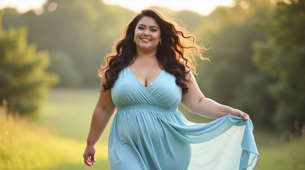 Soft Elegance: The Effortless Charm of a Pale Blue Plus Size Dress