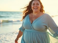 The Magic of a Light Blue Plus Size Dress: Soft, Stylish, and Unforgettable Plus size woman wearing light blue dress near the beach