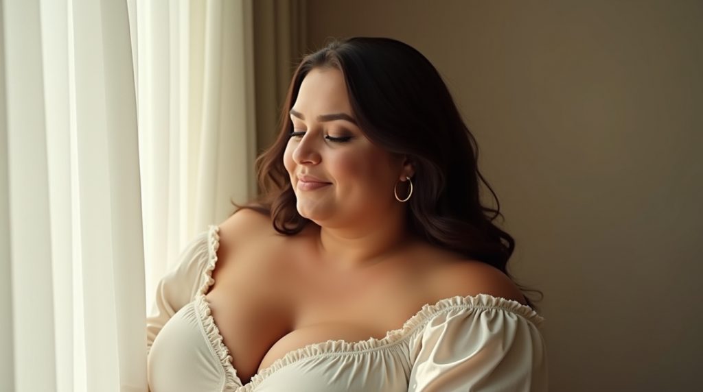 Why Body Neutrality Might Be the Mindset Shift That Finally Frees You 1 Plus size woman standing peacefully with soft neutral lighting