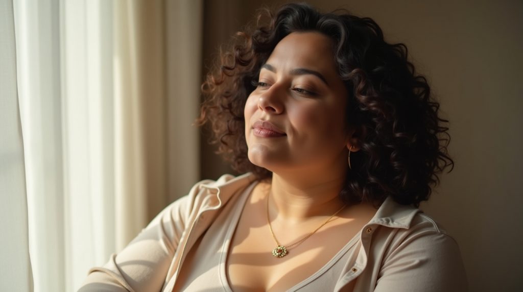 Why Body Neutrality Might Be the Mindset Shift That Finally Frees You 2 Curvy figure in minimalist setting representing body neutrality